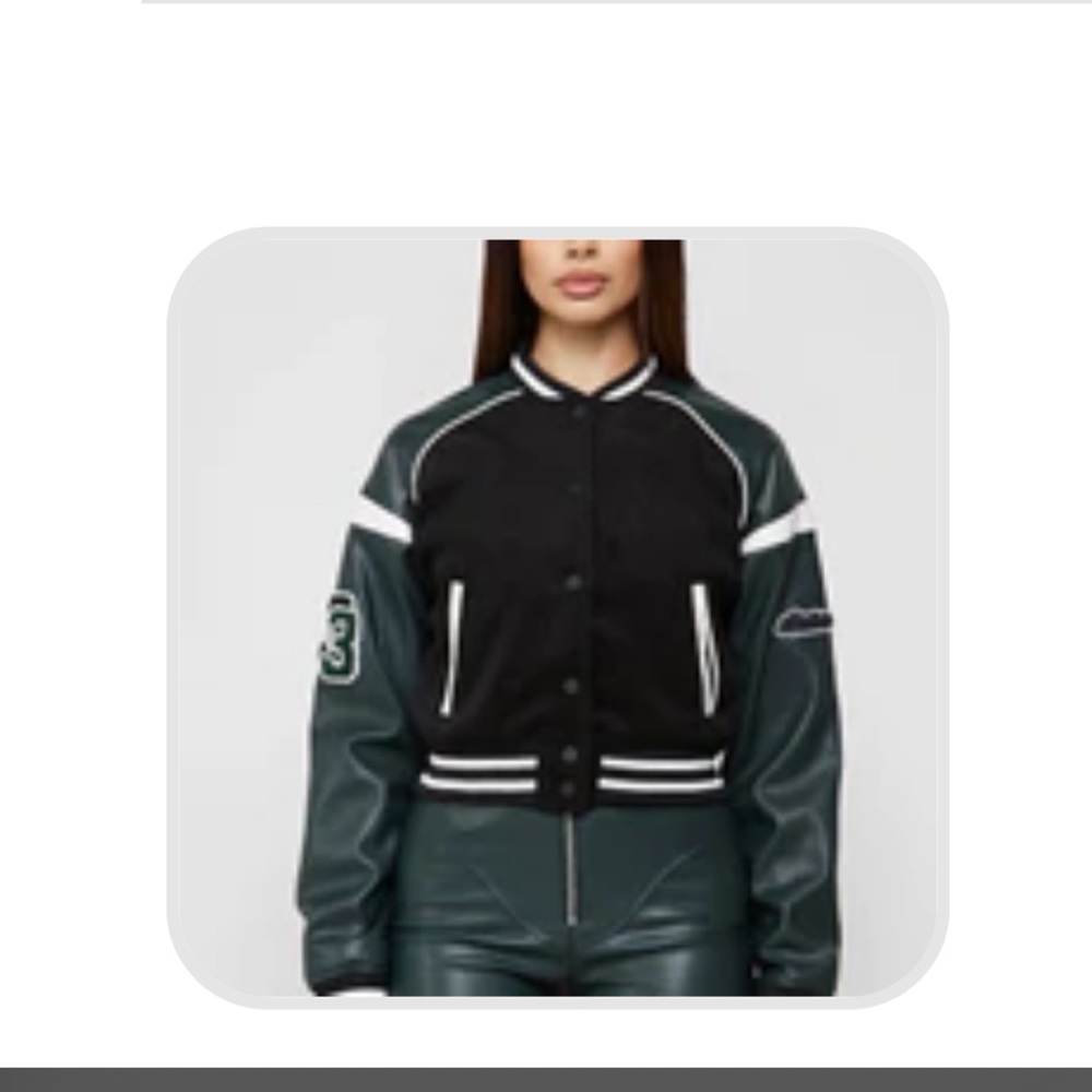 Maniere de voir Vegan leather varsity jacket